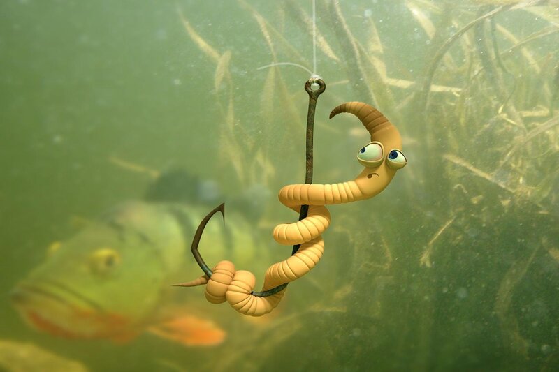 worm on a fishing hook