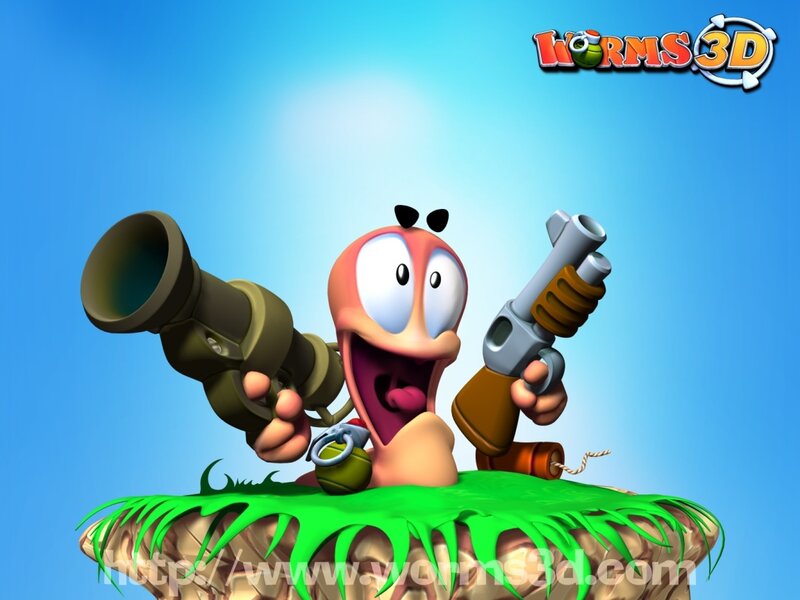 Worms 3D character with weapons