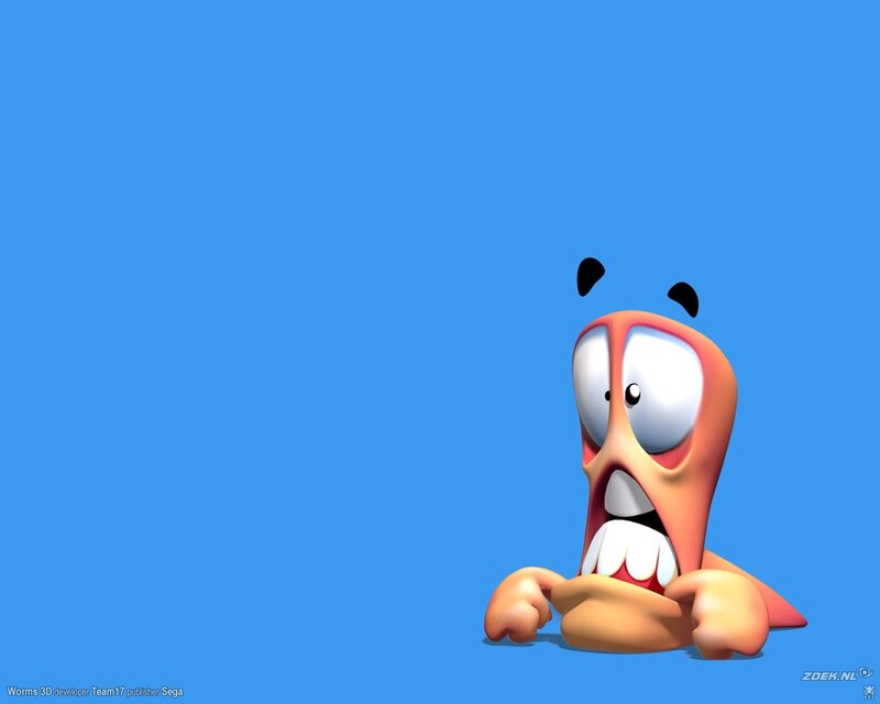 Worms character on blue background