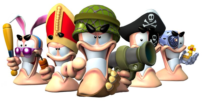 Worms characters in various costumes