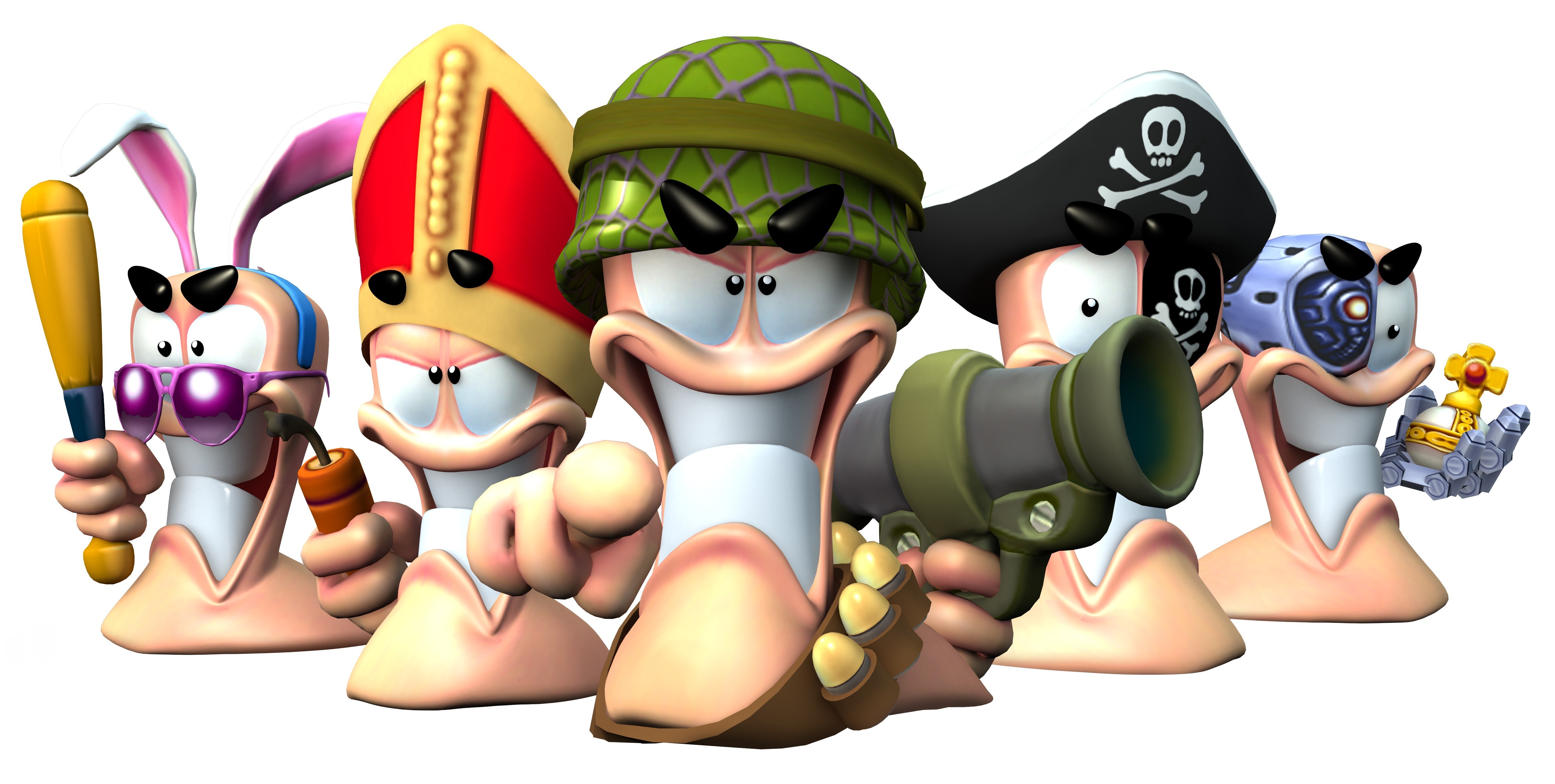 Worms characters in various costumes