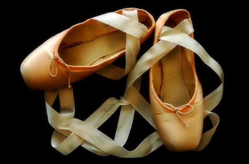 Worn ballet slippers