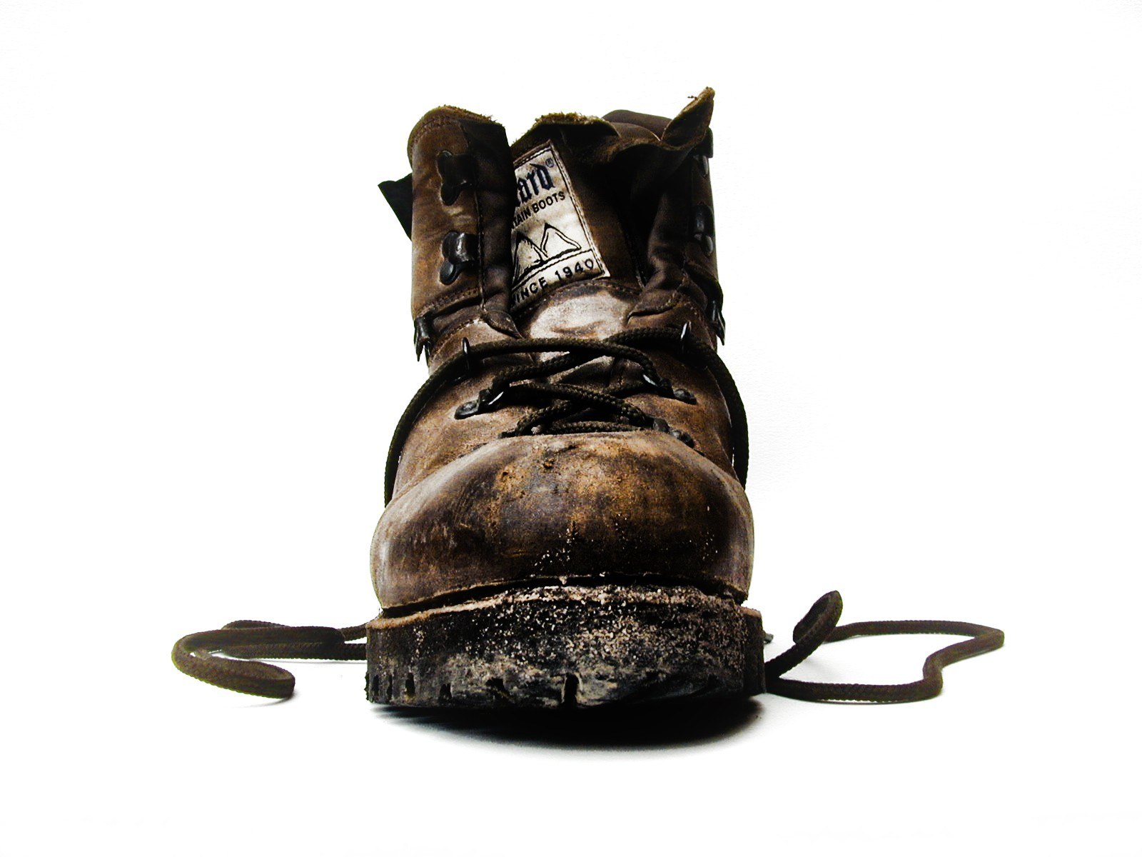 worn brown hiking boot