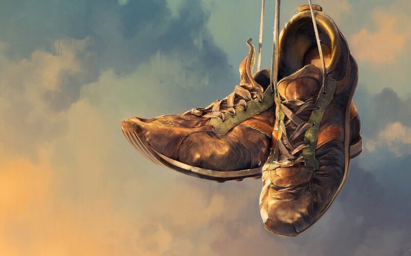Worn Brown Shoes — Dramatic, Sunset