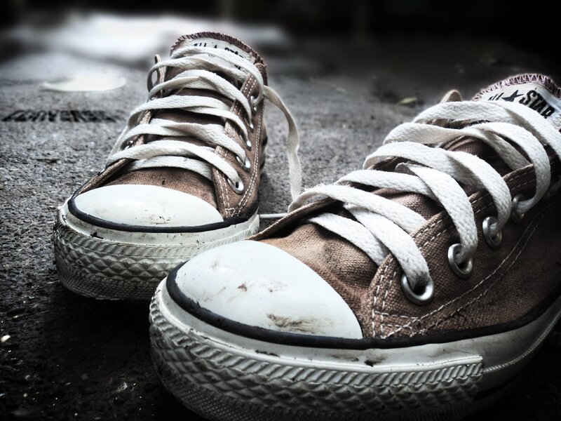 Worn Brown Sneakers