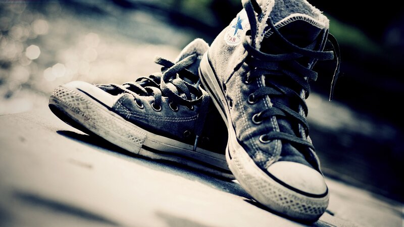 Worn Converse Sneakers — Gray