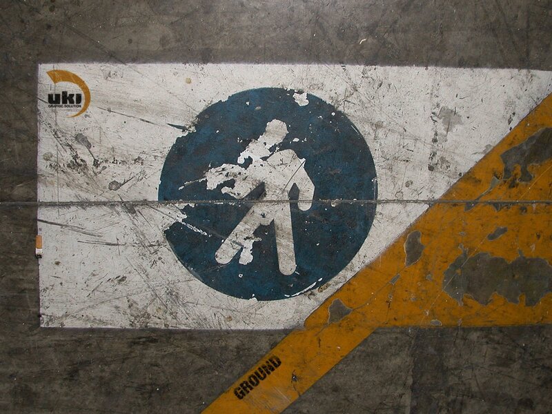 Worn floor safety sign