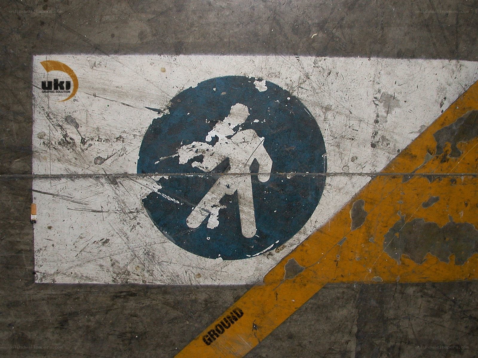 Worn floor safety sign