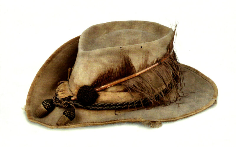Worn Hat with Feathers