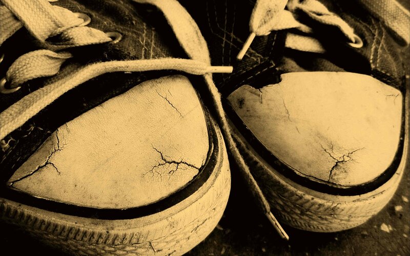 worn-out sneakers close-up