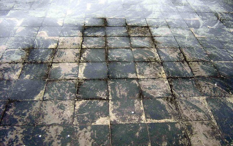 worn tile floor pattern