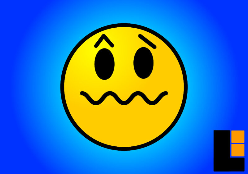 worrying emoji on blue