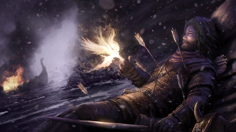 Wounded Warrior in Snow — Black, Dramatic