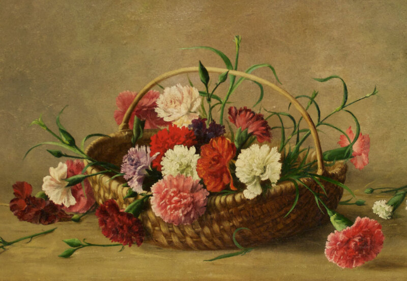 Woven Basket of Carnations
