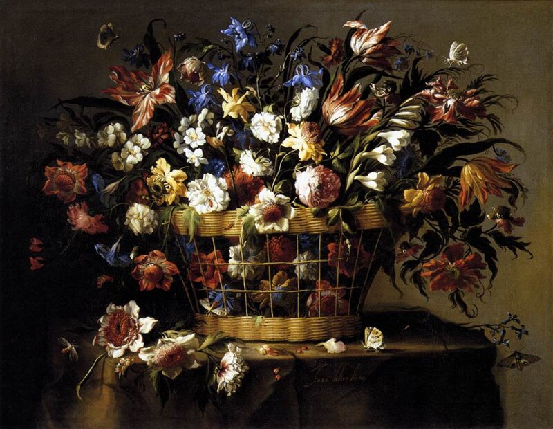 Woven Basket of Flowers