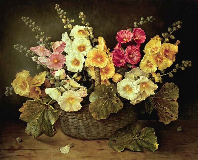 Woven Basket of Flowers — Yellow