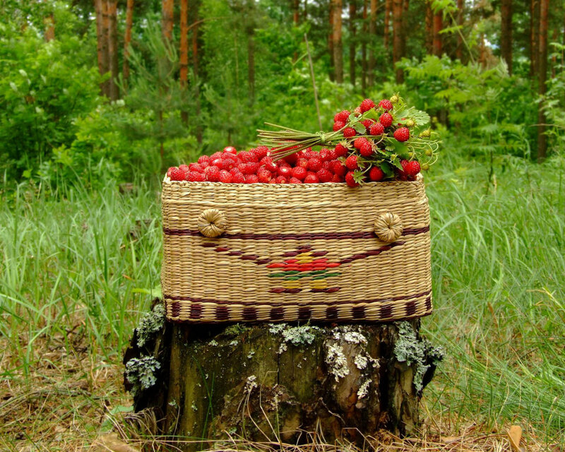 Woven Basket of Strawberries