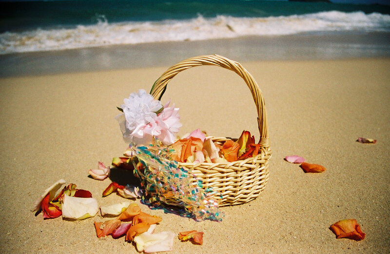 Woven Basket on Beach — Beige