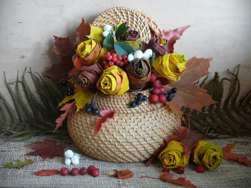 Woven Basket with Autumn Flowers