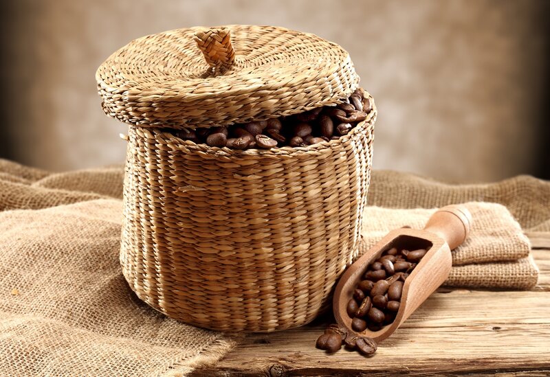 Woven Basket with Coffee Beans