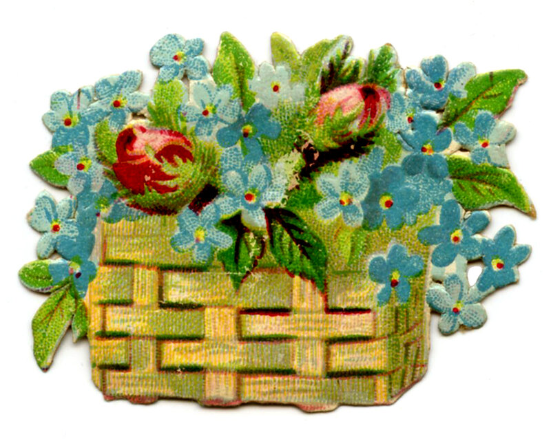 Woven Basket with Flowers — Blue, Calm, Illustration