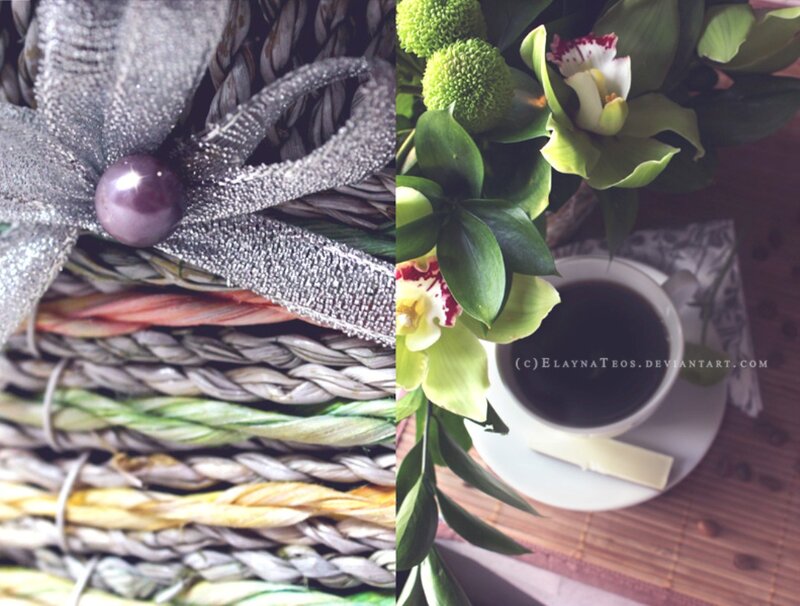 Woven Basket with Flowers — Green, Serene