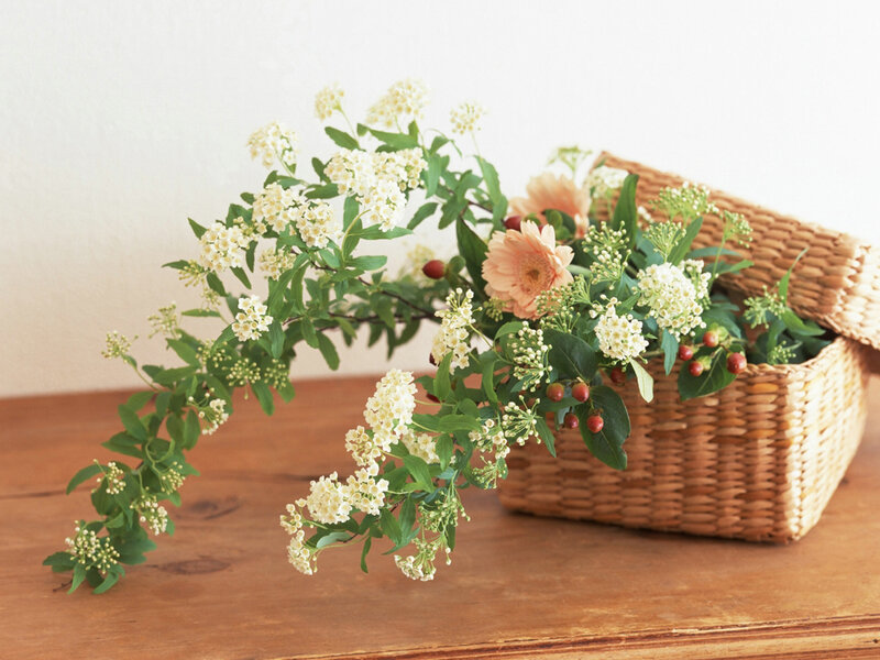 Woven Basket with Flowers