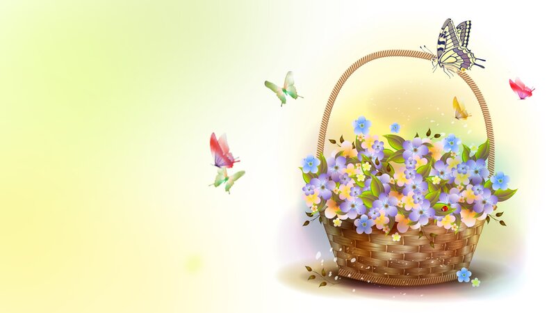 Woven Basket with Flowers — Yellow, Serene, Spring