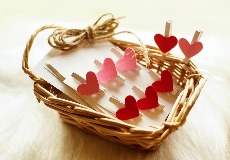 Woven Basket with Hearts