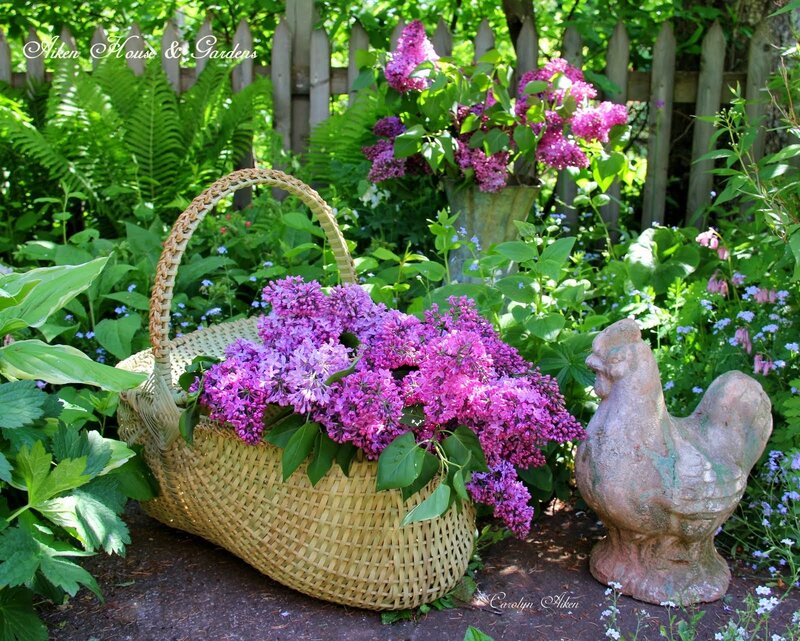 Woven Basket with Lilacs