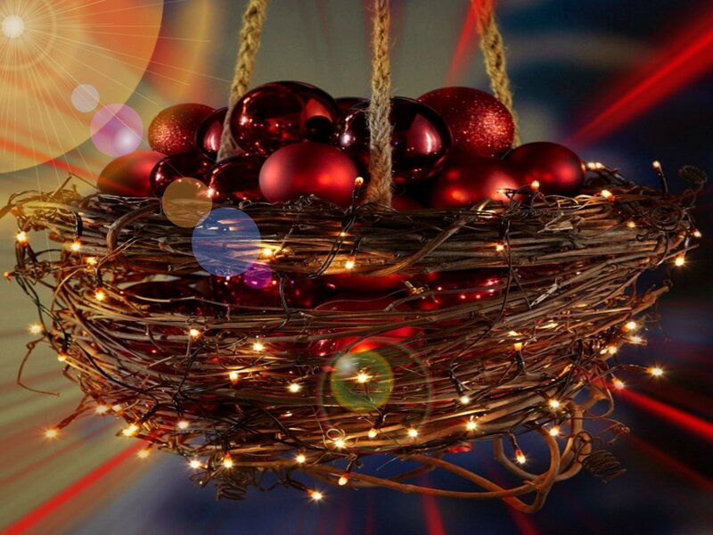 Woven Basket with Ornaments