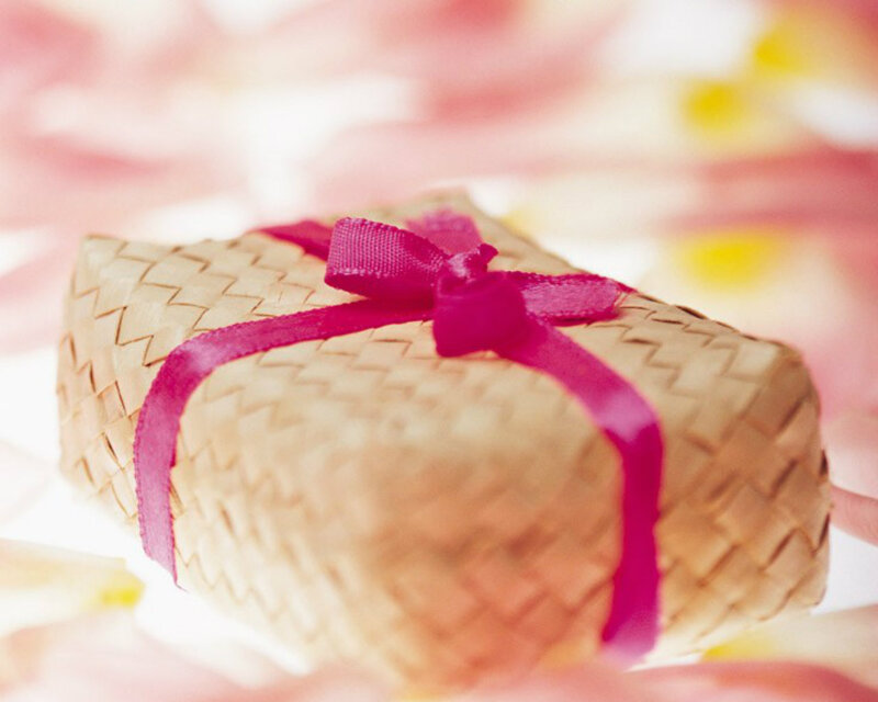 Woven Basket with Ribbon