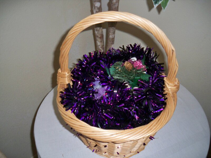 Woven Basket with Tinsel