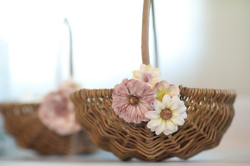 Woven Baskets with Flowers — Brown