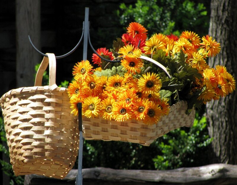 Woven Baskets with Flowers