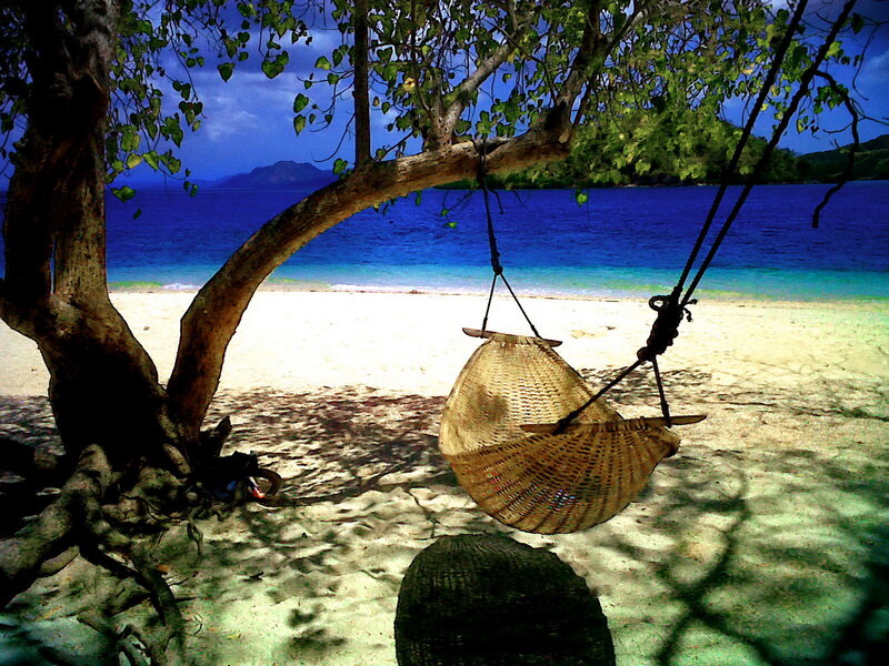 Woven Hammock on Beach — Blue, Serene