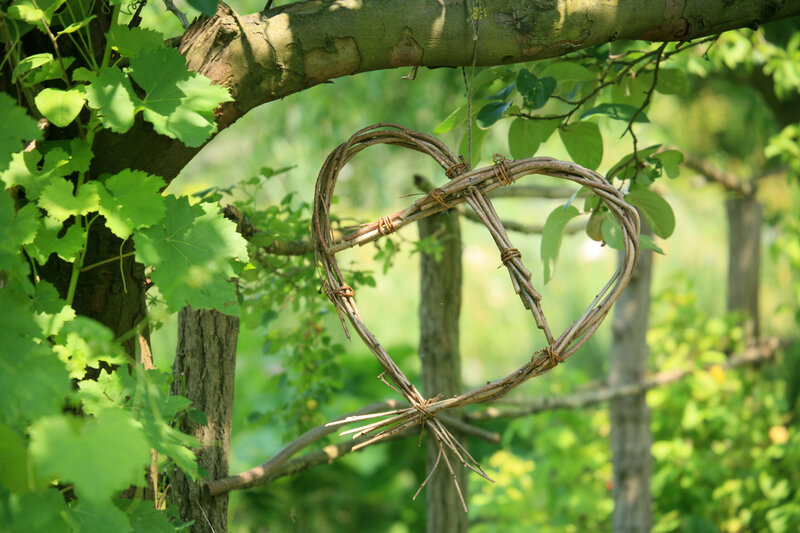 Woven Heart Hanging from Tree