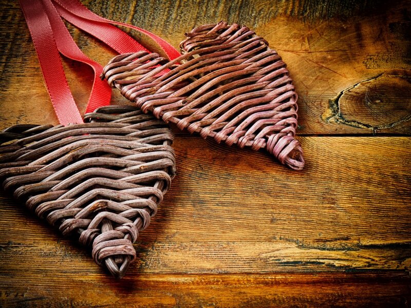 Woven Heart Ornaments — Brown