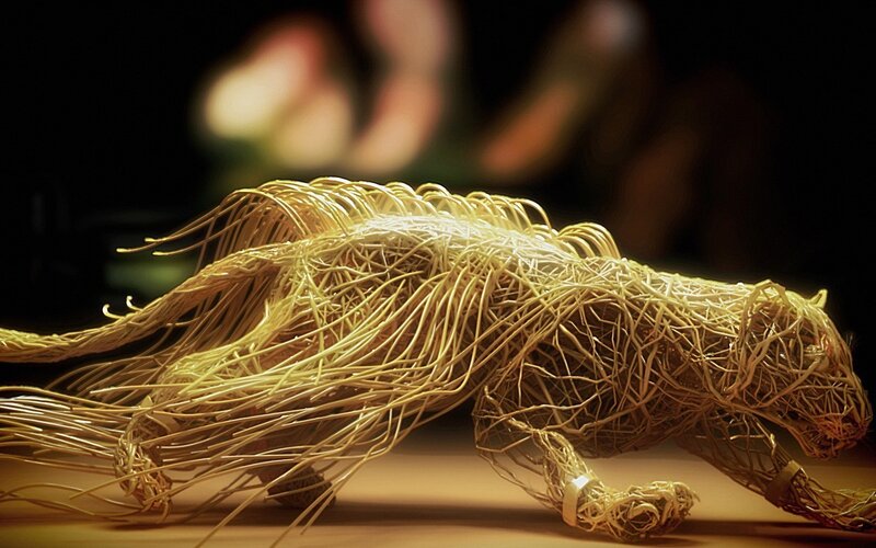 Woven Wire Panther Sculpture — Gold