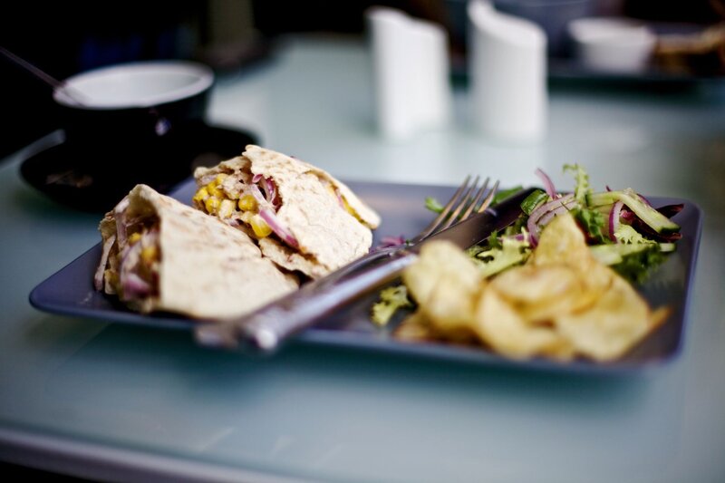 wrap with salad and chips
