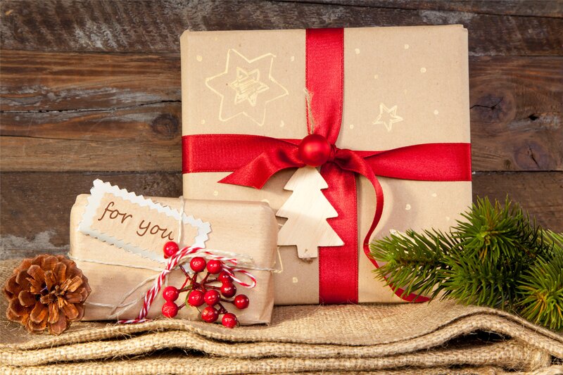 Wrapped Christmas Gifts — Brown