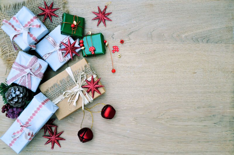 Wrapped Christmas Gifts — Red