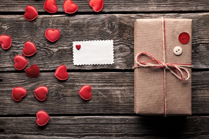 Wrapped Gift with Hearts