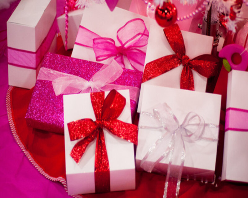 Wrapped Gifts on Red Cloth