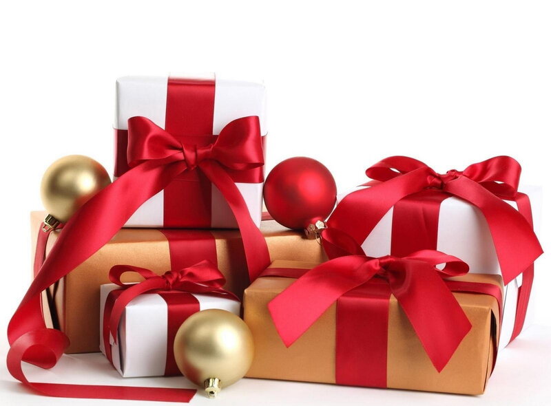Wrapped Gifts with Ornaments