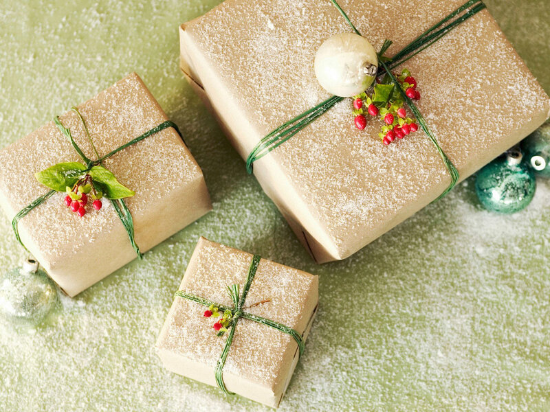 Wrapped Holiday Gifts — Brown