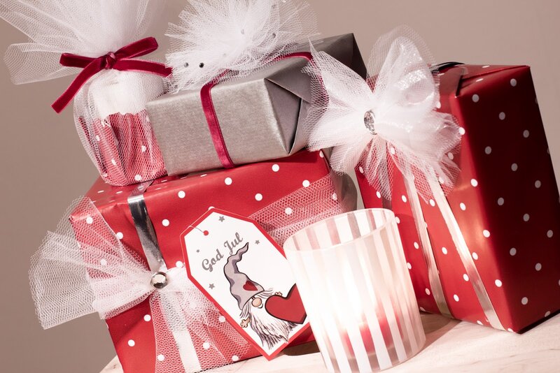 Wrapped Holiday Gifts — Red, Festive
