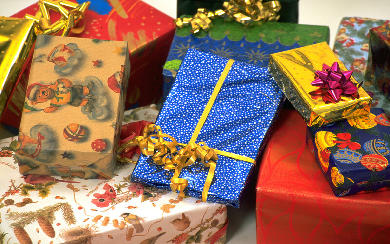 Wrapped Holiday Gifts — Red, Festive, Winter