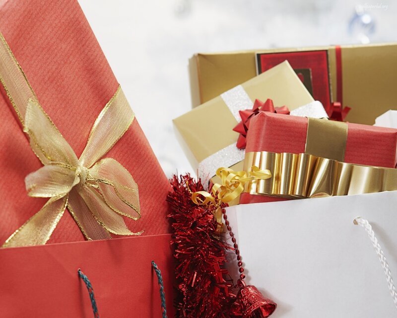 Wrapped Holiday Gifts — Red