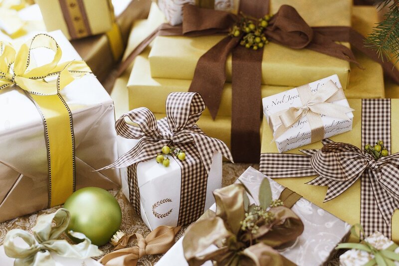 Wrapped Holiday Gifts — Yellow